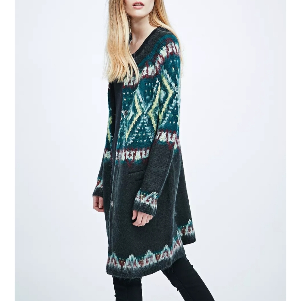 Free people frosted fair isle cardigan in green